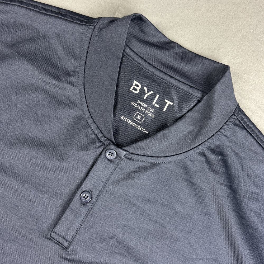 BYLT Performance+ Drop Cut Stealth Polo, Men Size XL Blade Collar Navy